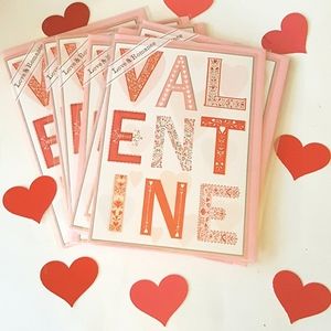 9 Valentine's Cards With Hearts Pink Mailing Envelopes Art NEW in Plastic